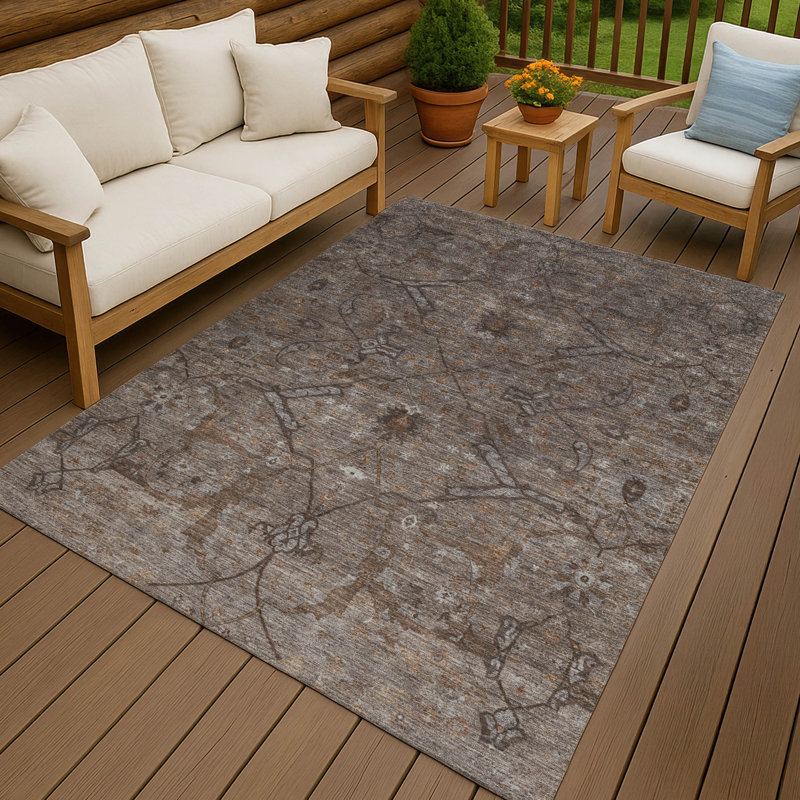 Tapis intérieur / extérieur lavable à la machine Mattis ACN2299 Global, Rectangle 10 pi x 14 pi