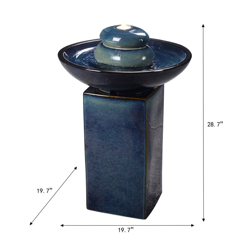 Fontaine en céramique avec lumière, Bleu