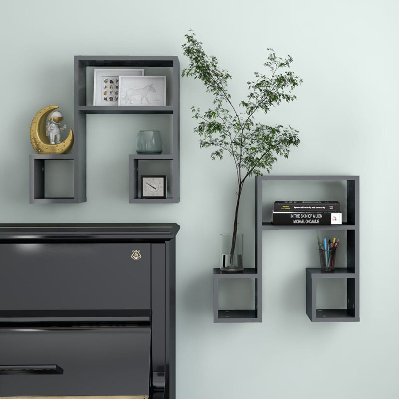 Laiza 6 Piece Accent Shelf, Dark Grey