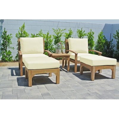 Ensemble de conversation en teck avec coussins Sunbrella 5 pièces Huntington