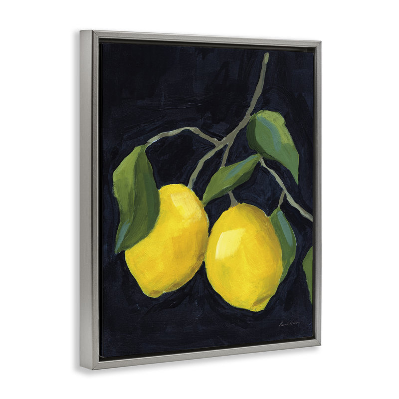 "Deux citrons luxuriants" par Pamela Munger, Cadre flottant gris lustré, H 21 po x l 17 po