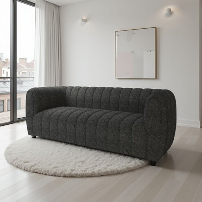 Hery Sofa, 83 Inch, Boucle, Vertical Channel Tufted Details
