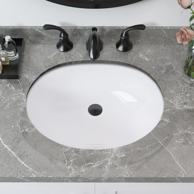 19.4" W X 15.7" D Undermount Round Bathroom Sink Ceramic Vitreous China Basin White Bath Vessel Sink with Integrated Overflow