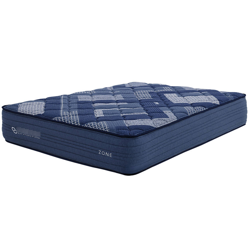 Très grand matelas de 12 po de profondeur, pochette avec mousse à mémoire de forme, couches, housse souple, rouleau compressé, bleu et multicolore, tissu et boîte roulée
