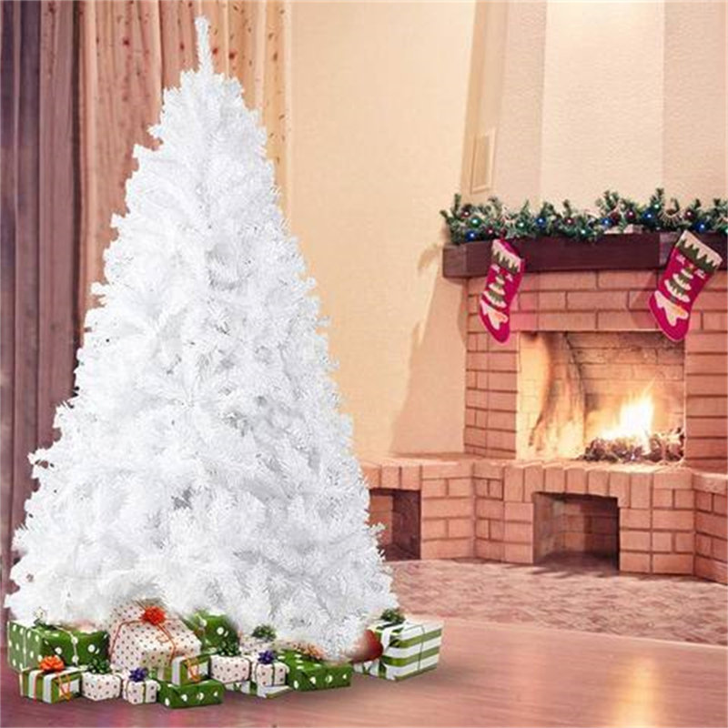Arbre de Noël haut de 7 pi avec 1000 pointes et pin décoratif avec pieds en métal blanc