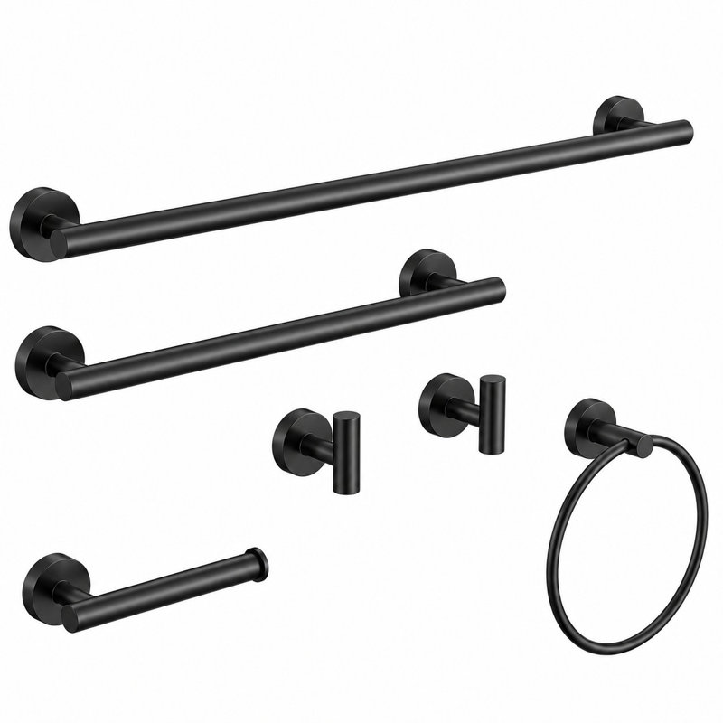 Ensemble de quincaillerie de salle de bain décorative 6 pièces Kins Chorme, Chrome poli