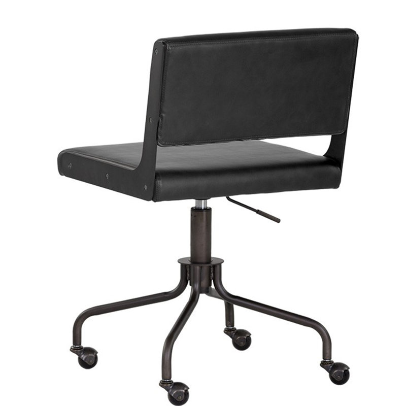 Davis Swivel Task Chair, Black Faux Leather