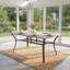 Table de salle à manger rectangulaire en acier pour patio, 160 cm (L) x 96 cm (P), avec trou pour parasol-1605270428-1605270431