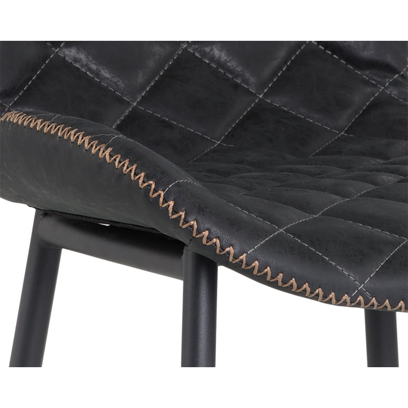 Lyla Upholstered Stool, Black Faux Leather, Bar Stool (30” Seat Height)