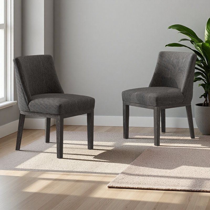 Chaise de salle à manger MP2 (ensemble de 2), Gris anthracite, Marron foncé