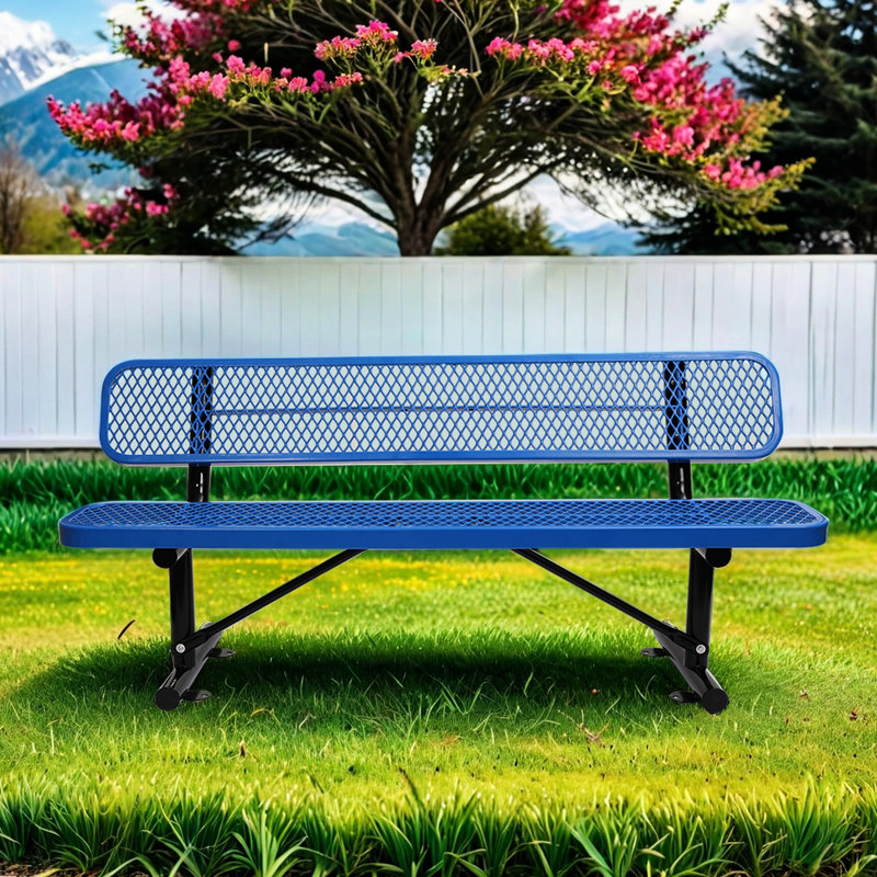 Banc en acier bleu de 6 pi avec sièges de qualité, sièges spacieux pour siestes, siège convenable, profondeur de 72 po, hauteur de construction de 32,5 po et siège de soutien, détente, largeur de 23,2 po, poids de 86 lb