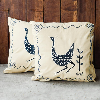K. Baka Strutting Hand-Painted Cotton Pillow Cover