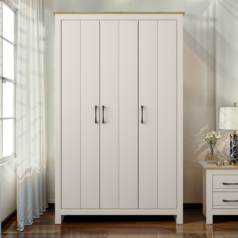 Limestone 3 Door Manufactured Wood Wardrobe, Natural/Brown