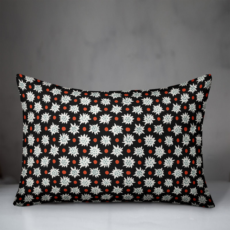 Abstract Snowflake Lumbar Pillow, Black/Red