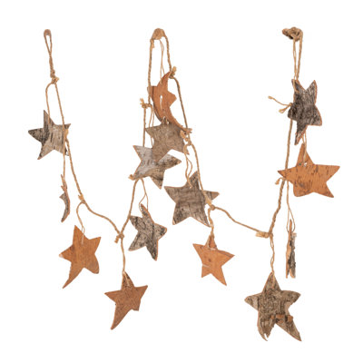 Birch Bark Star Garland with Jute