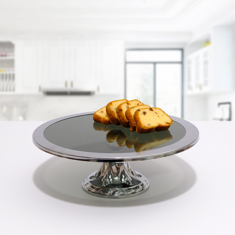 Élégante assiette à dessert en acier inoxydable de 11,8 po de hauteur, 5,5 po | 100% métal durable, finition argentée | Parfait pour servir des gâteaux, des pâtisseries et des fruits | Conception élégante pour les fêtes et l'utilisation quotidienne, ne va pas au lave-vaisselle ni au micro-ondes