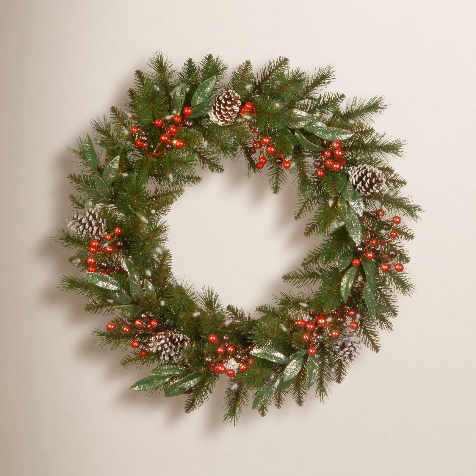 Frosted Berry Pre-Lit Wreath, 24" H x 24" W x 4" D