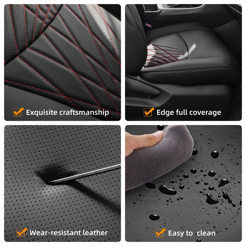 Red Rain Car Seat Cover Leather Seat Covers Custom Fit for Toyota RAV4 2019-2025,Airbag Compatible,Car Seat Cover Full Set for SUV