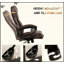 Fauteuil de direction en polyuréthane avec hauteur réglable et roulettes pivotantes, chaise de bureau ergonomique à haut dossier pour la maison et le bureau