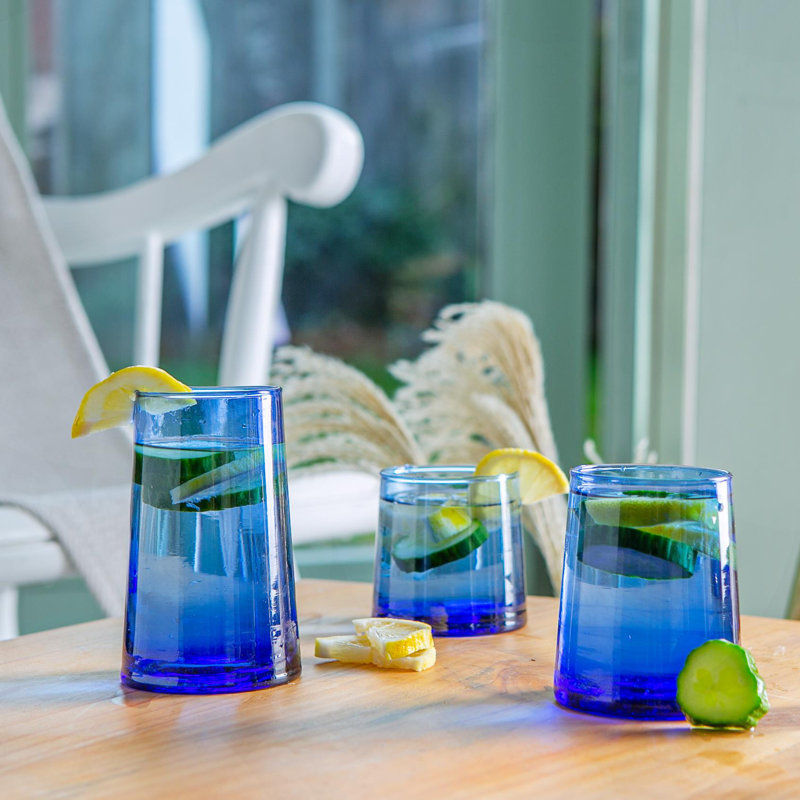 20pc Recycled Glassware Set - By Nicola Spring, Light Blue