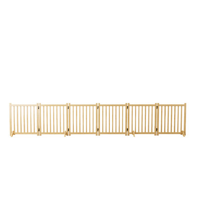 (6 panneaux) Barrières pour chien autoportantes en bois pour la maison, barrières pour portes, escaliers, clôtures pour chien en bois, barrière pour animaux de compagnie - 6 panneaux 31 po