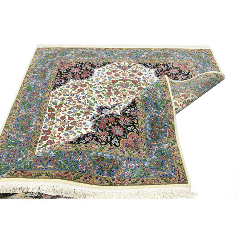 Cream Traditional 5X7 Indo Kerman Oriental Area Rug
