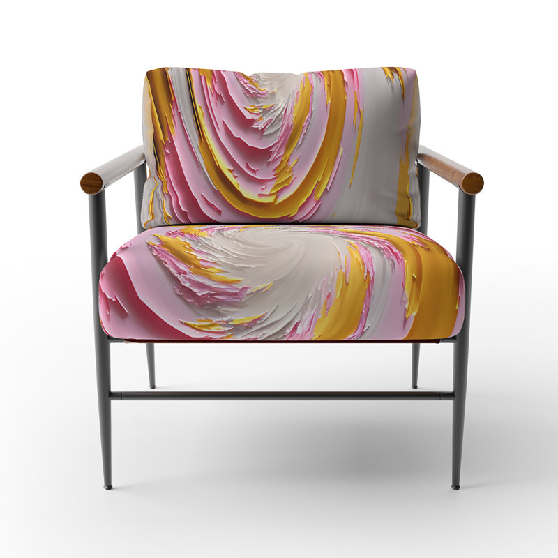 Chaise d'appoint rembourrée avec accoudoirs modernes et motif en spirale rose, Noir, noir, noir, noir