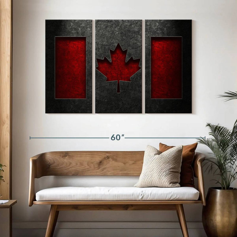 Borges Canadian Flag Stone Texture, 32" H x 50" W