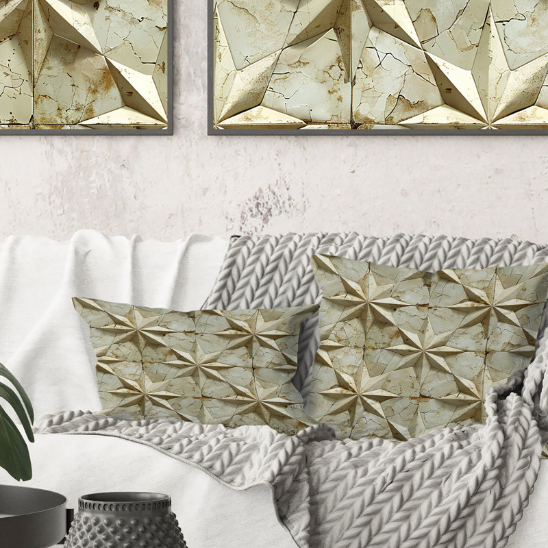 Coussin décoratif moderne beige crème Modern Star IV, H 16 po x l 16 po