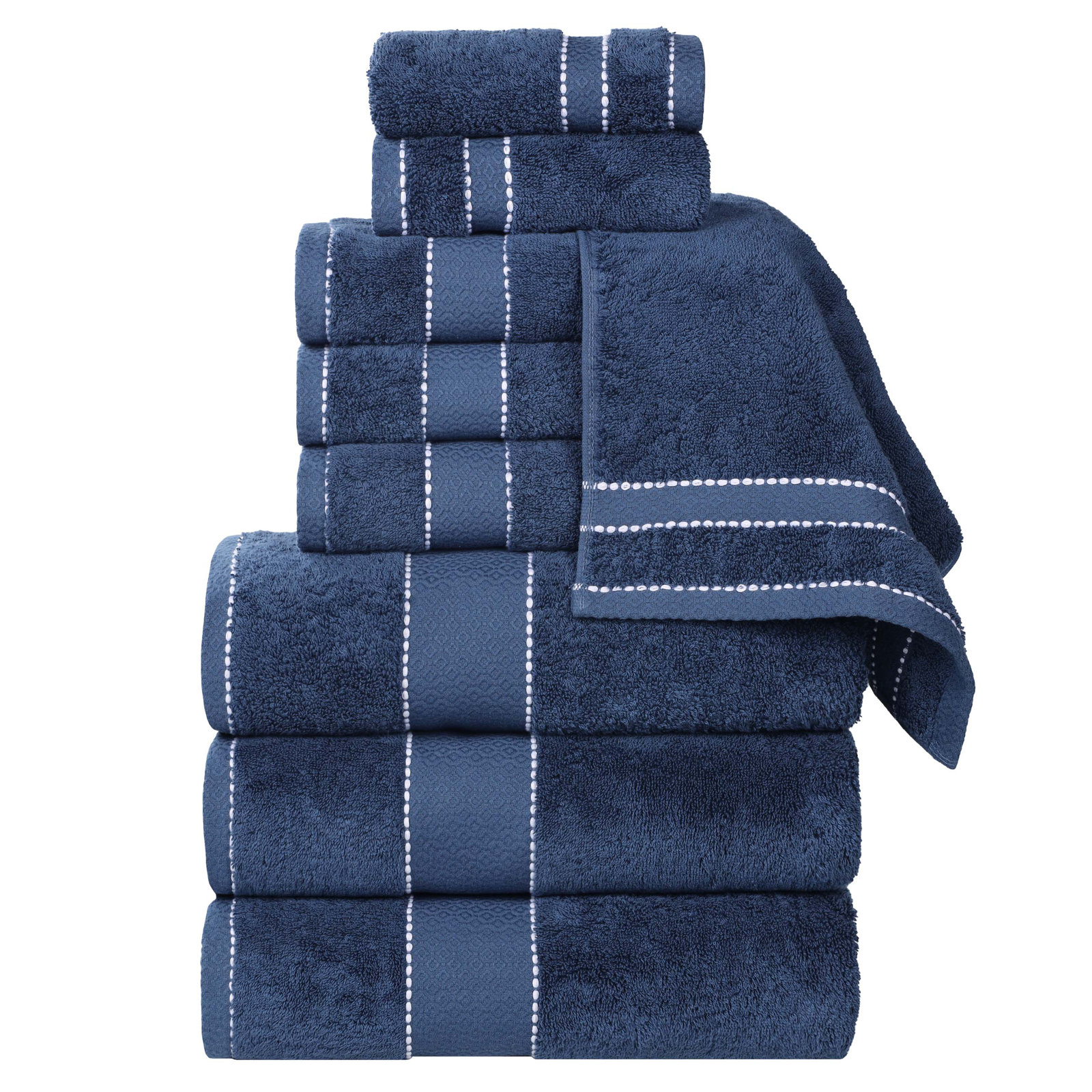 Niles 9-Piece Giza Cotton Towel Set, Navy Blue