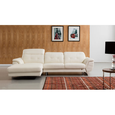 Canapé modulaire et chaise longue en cuir véritable de 114 po Bairiki