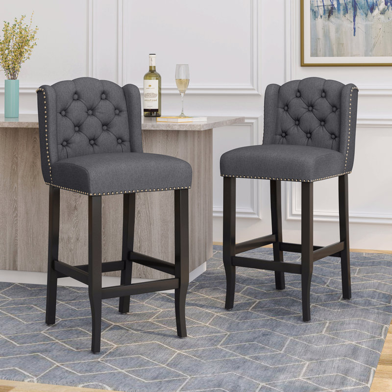 Tabouret de comptoir contemporain à oreilles capitonné 31 po, ensemble de 2