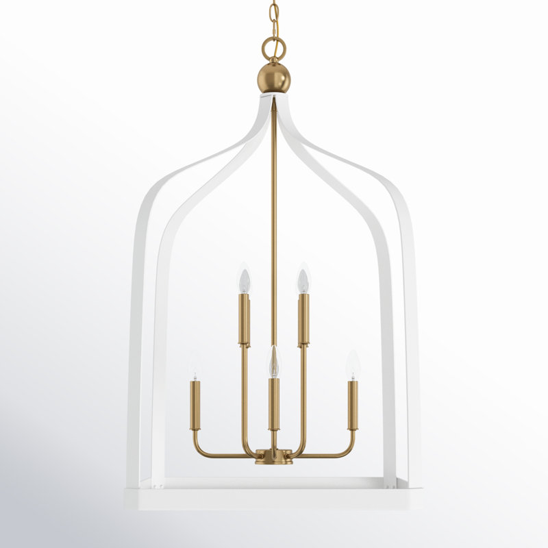 Electra 8-Light Lantern Birdcage Chandelier in White, White, 8 Lights, 41.5" H x 23.5" W x 23.5" D