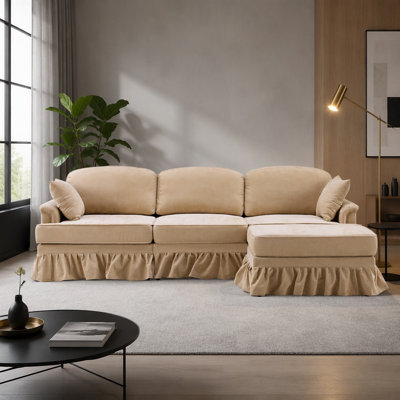 Modern Sectional Sofa with Removable Skirt and Modular Design