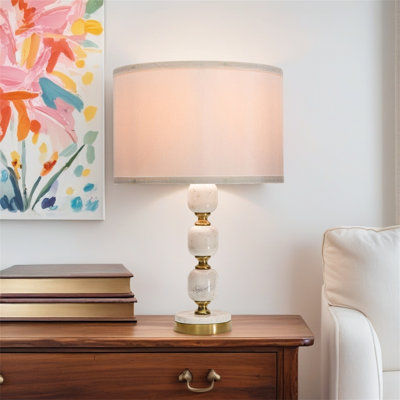 Lampe de table D15X26,5 "avec base en marbre et structure en métal (assemblage de l'abat-jour requis)