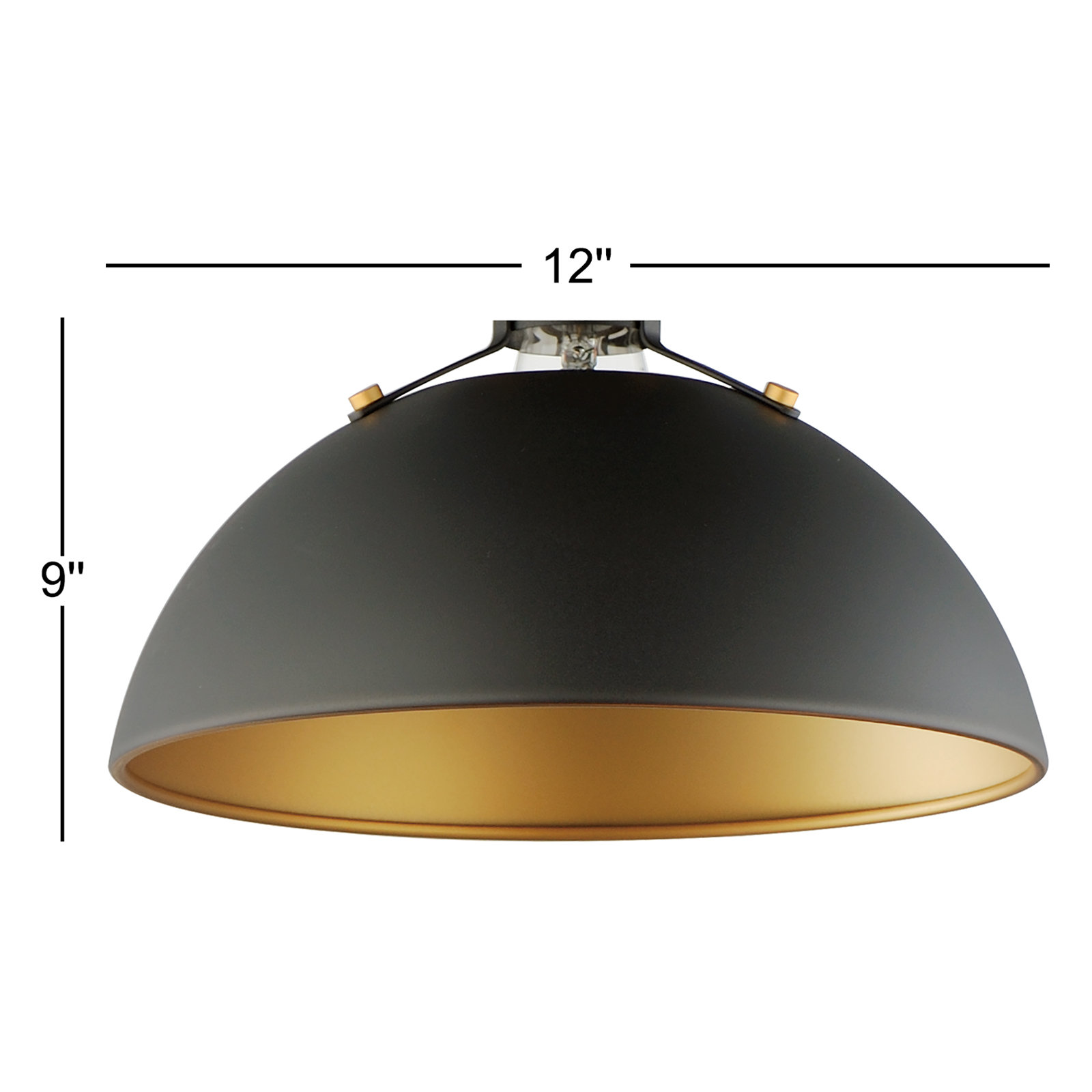 Argente Single Light Flushmount, Antique Brass/Black