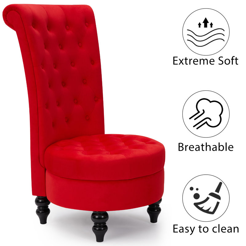 Annig Velvet Side Chair, Red Velvet, 1