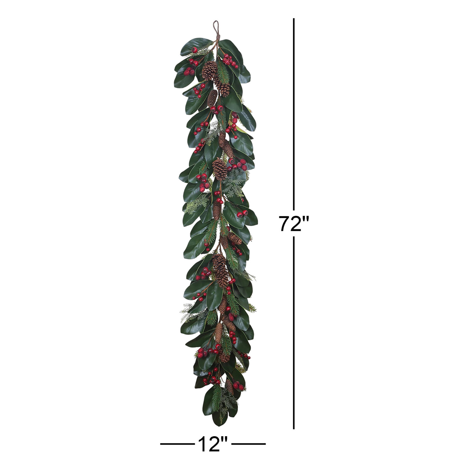 CHRISTMAS MAGNOLIA WITH BERRY CONE GARLAND