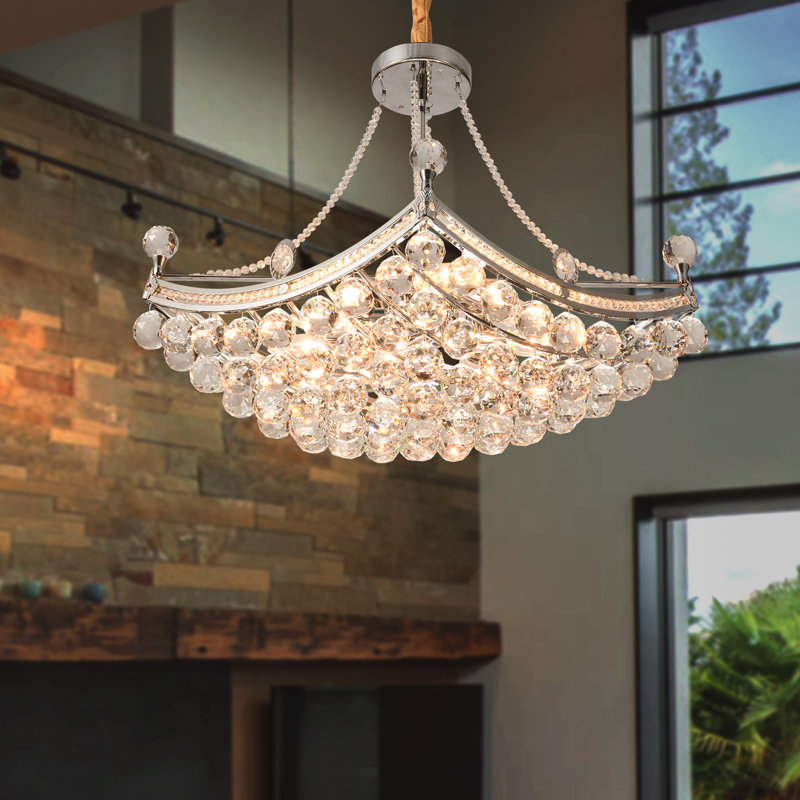 Aritha 24" 6 - Light Unique / Statement Crystal Chandelier Dimmable, White
