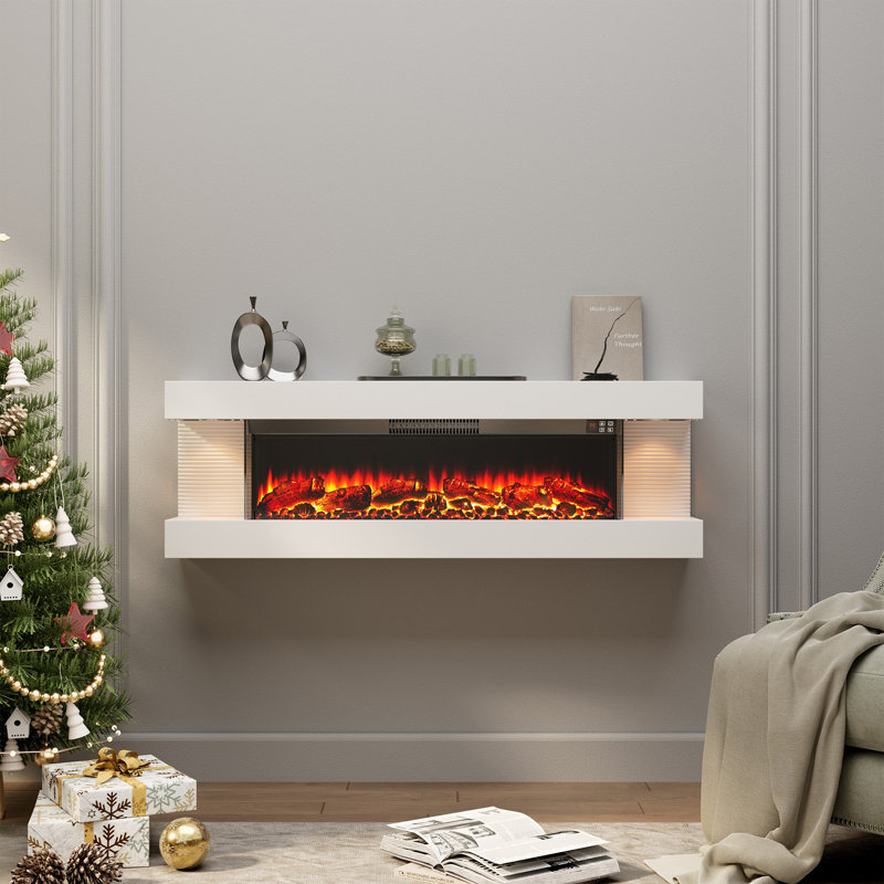Wall Mounted Hanging Electric Fireplace with Smart WiFi Control, 42cm H x 127cm W x 20.5cm D