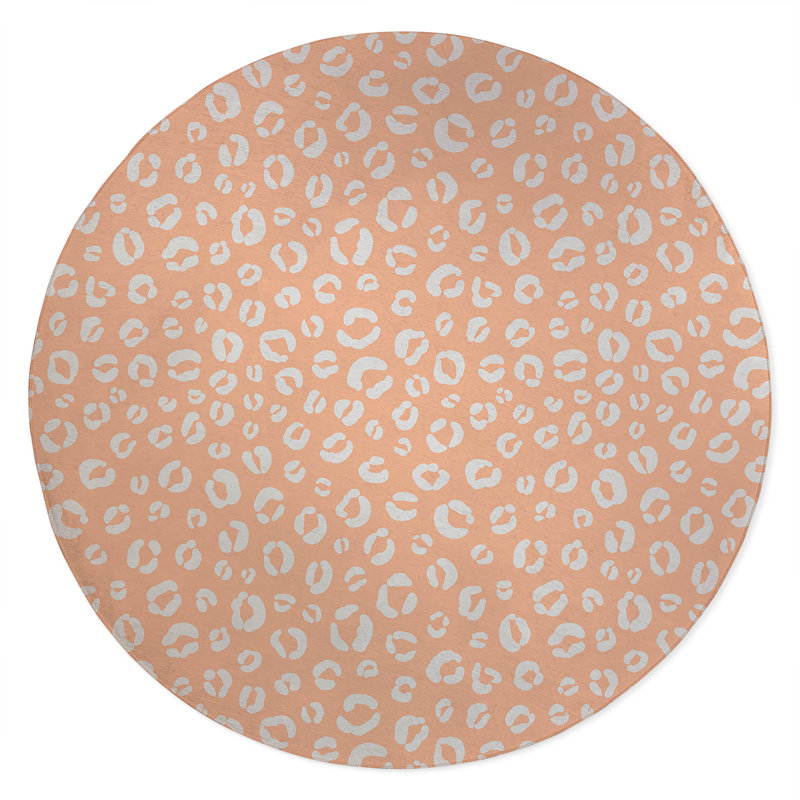 Leopard Play Non-Slip Outdoor Rug, Round 5'