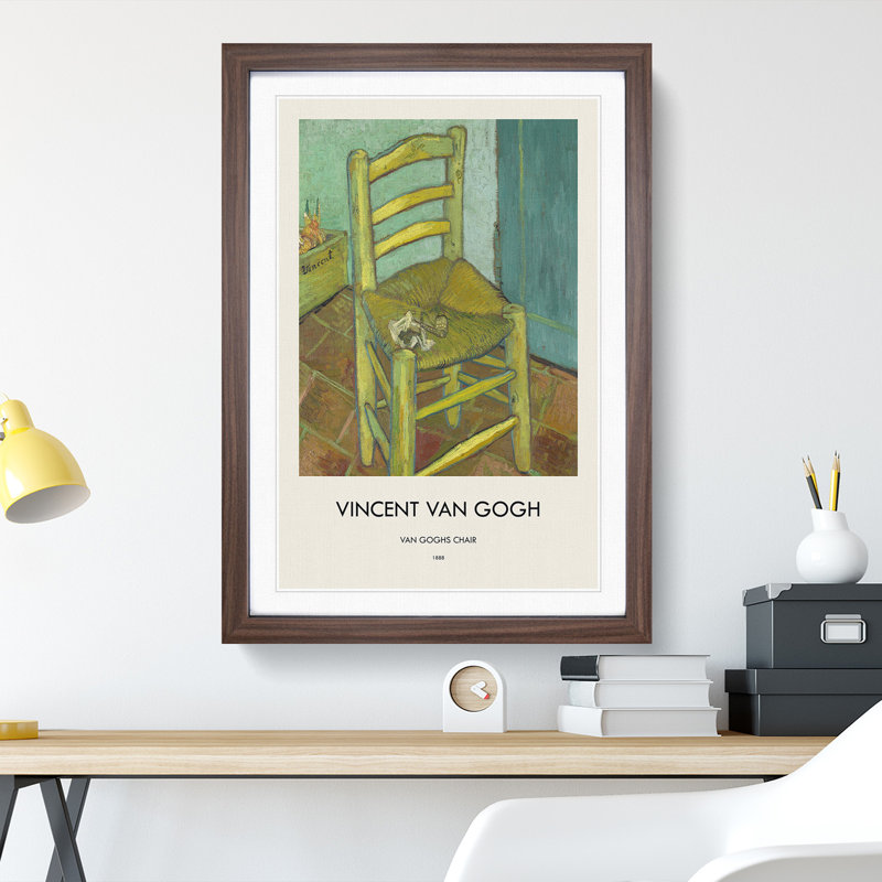 Vincents Chair by Vincent Van Gogh - Picture Frame Art Prints, 36cm H x 27cm W x 2cm D, Walnut