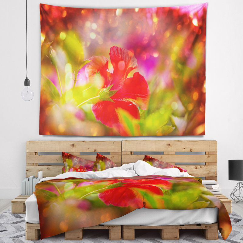 Tapisserie fleurs d’été rurales en soleil, H 50 po x l 60 po