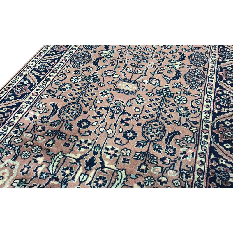 Hand-Knotted High-Quality Rust and Navy Runner