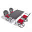 Ensemble de salle à manger 5 pièces en aluminium coulé résistant aux intempéries, comprenant 4 chaises pivotantes et une table rectangulaire avec cadre noir-1328398545