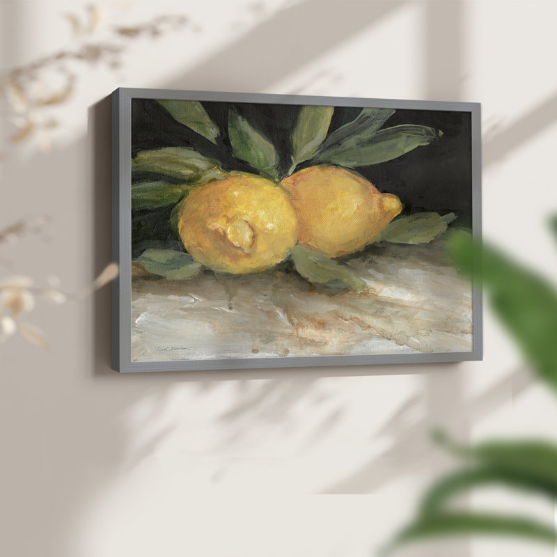 Zesty Lemons I -Framed Print - Restickable, Gray, 16" H x 20" W