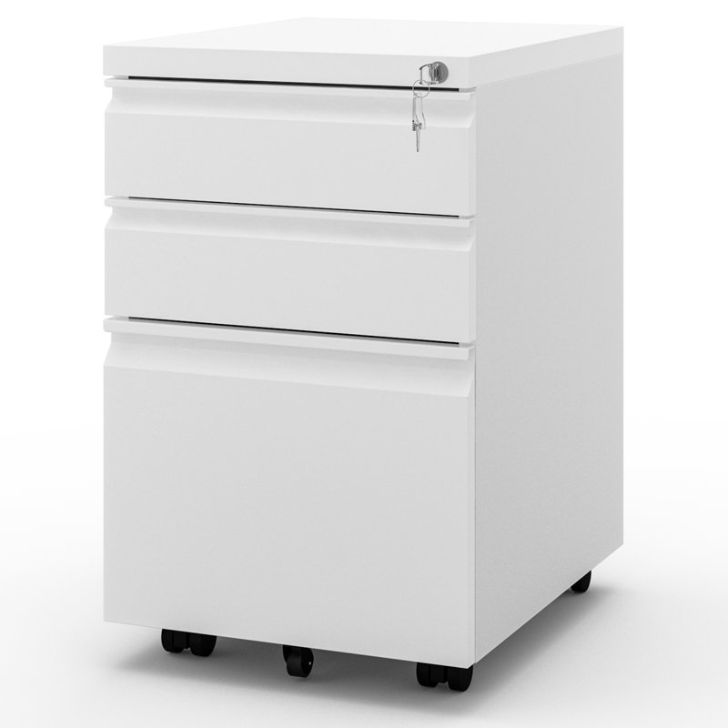 3 Drawer Steel File Cabinet, White