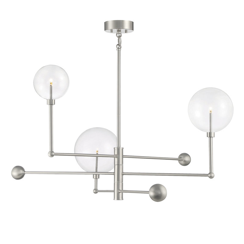 Lustre 3 lumières Debraa en nickel brossé, Nickel brossé