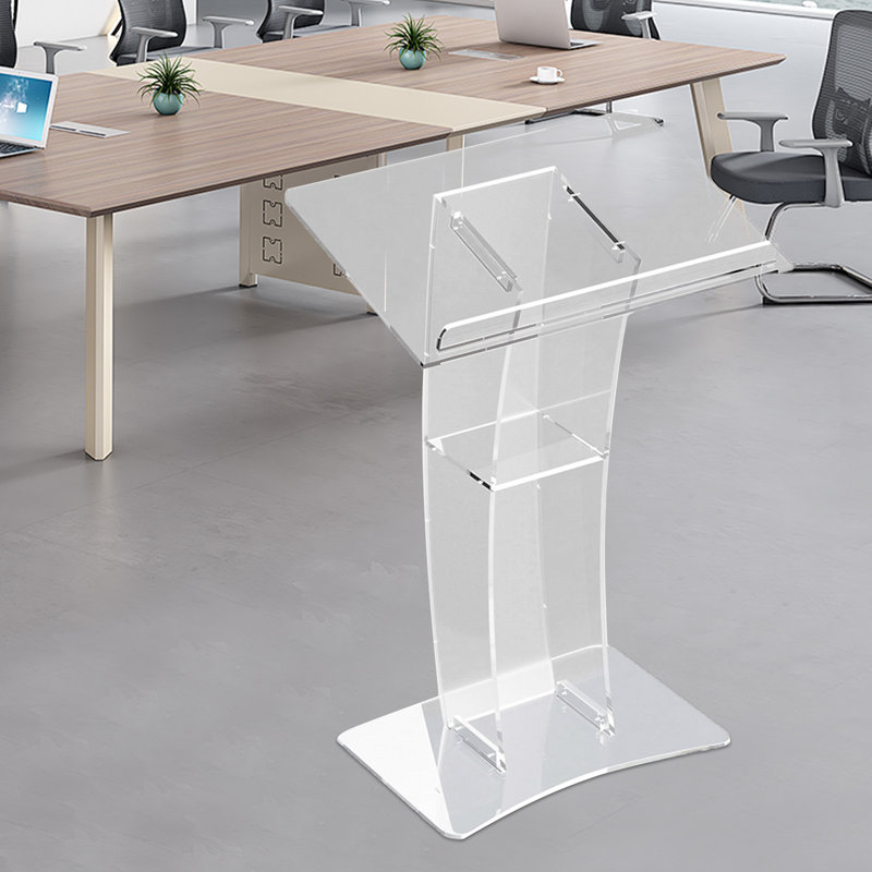 Pupitre de conférence en acrylique transparent, podium de présentation incliné à 15°, pour conférences, églises, écoles et événements.