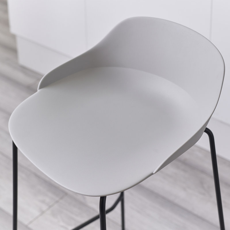 Nikhil Counter Stool with Metal Frame, Light Grey/Black